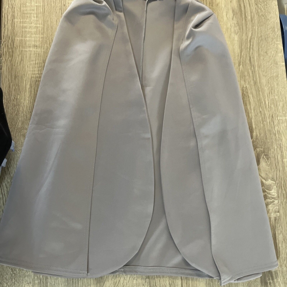 BOOHOO GREY SILVER BLAZER COAT CAPE JACKET PROFESSIONAL BUSINESS WEAR S 4